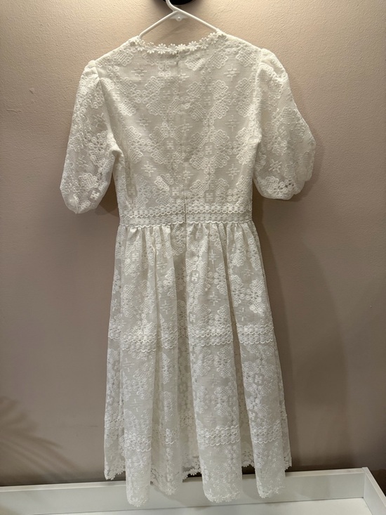 Rachel Parcell White Lace Puff Sleeve V-Neck Midi Dress XS - Picture 2 of 7